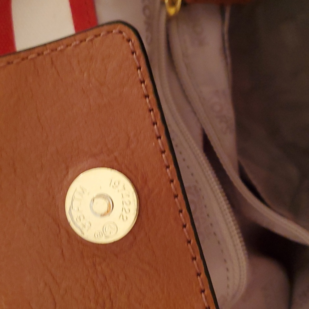 Michael Kors Gansevort canvas Purse Tote Striped red white - Picture 3 of 11